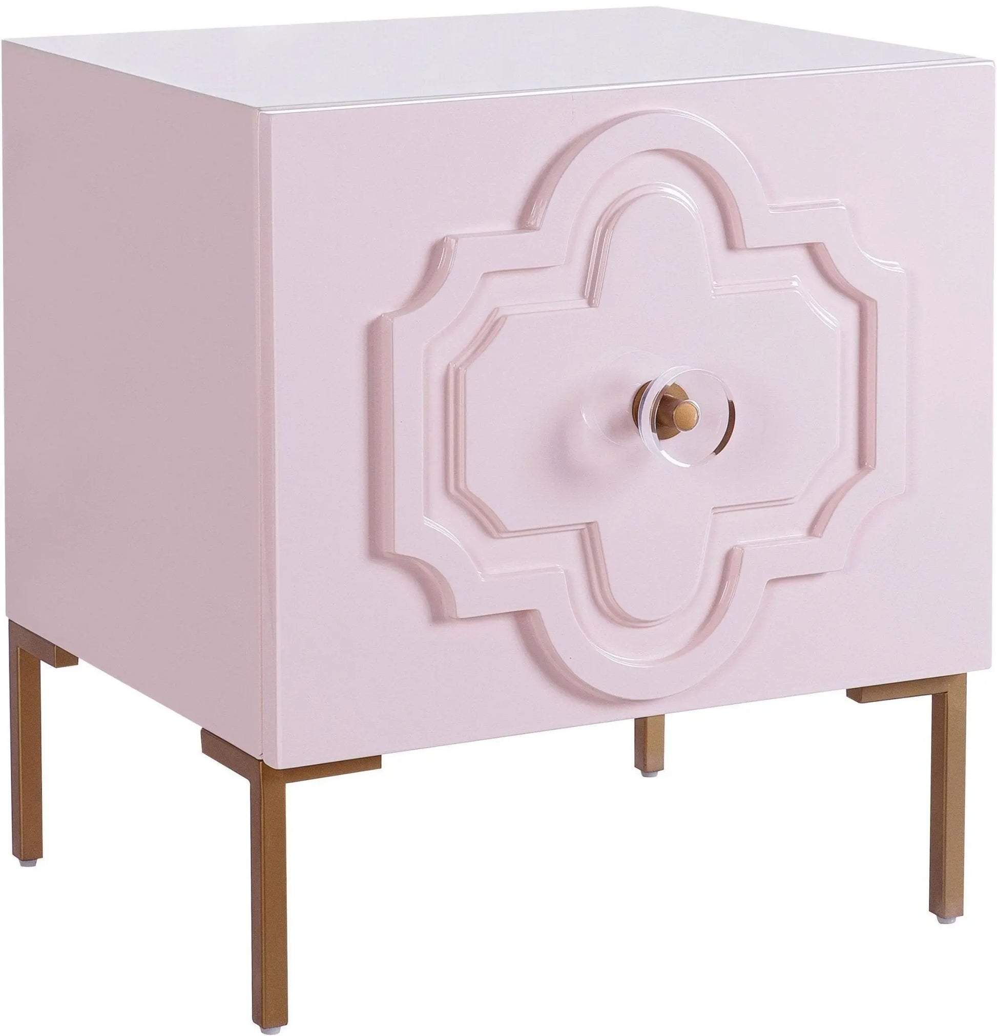 Anna Pink Lacquer Side Table Accent & End Tables| TOV