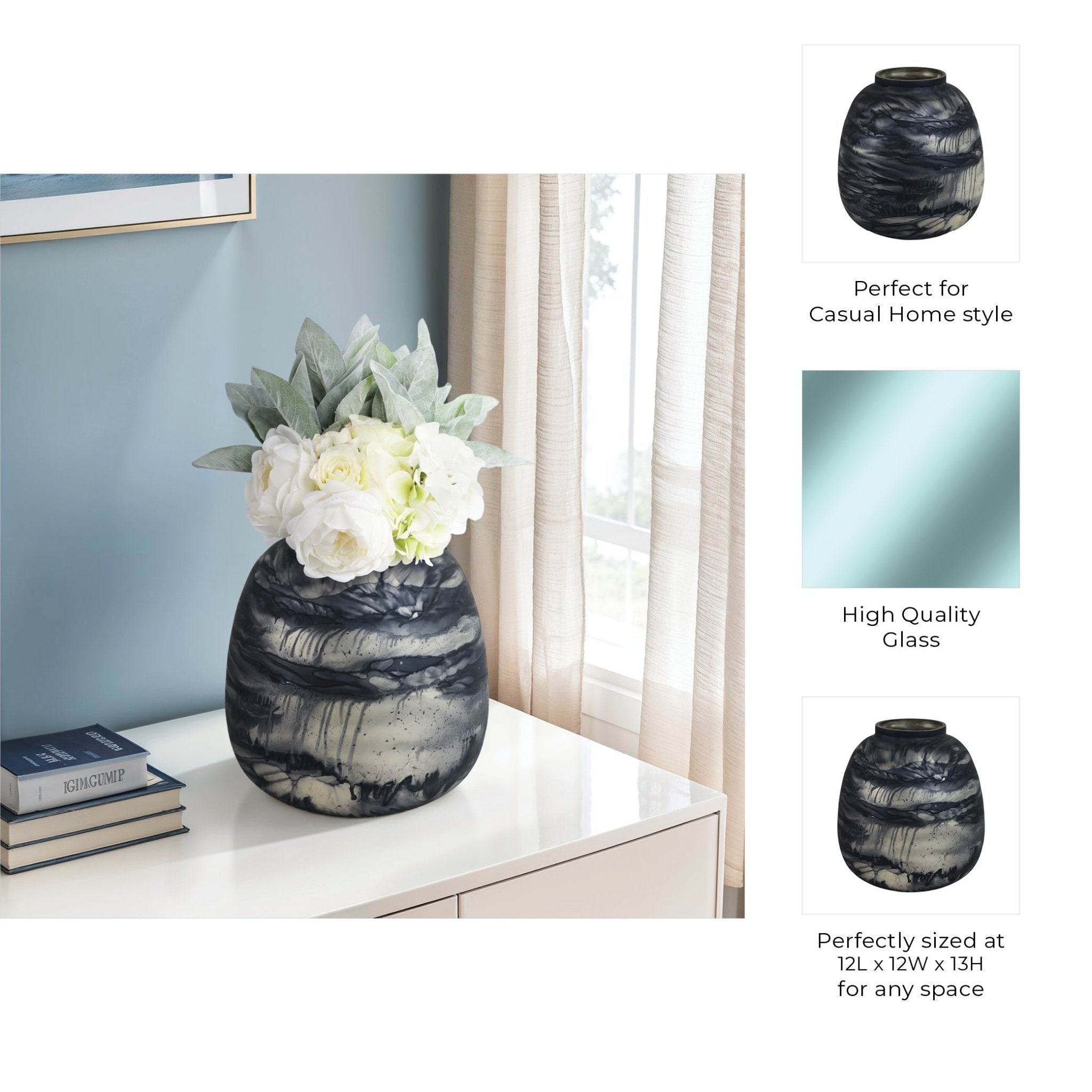 Annecy Blue Glass Vase Vases and Jars| Sagebrook Home