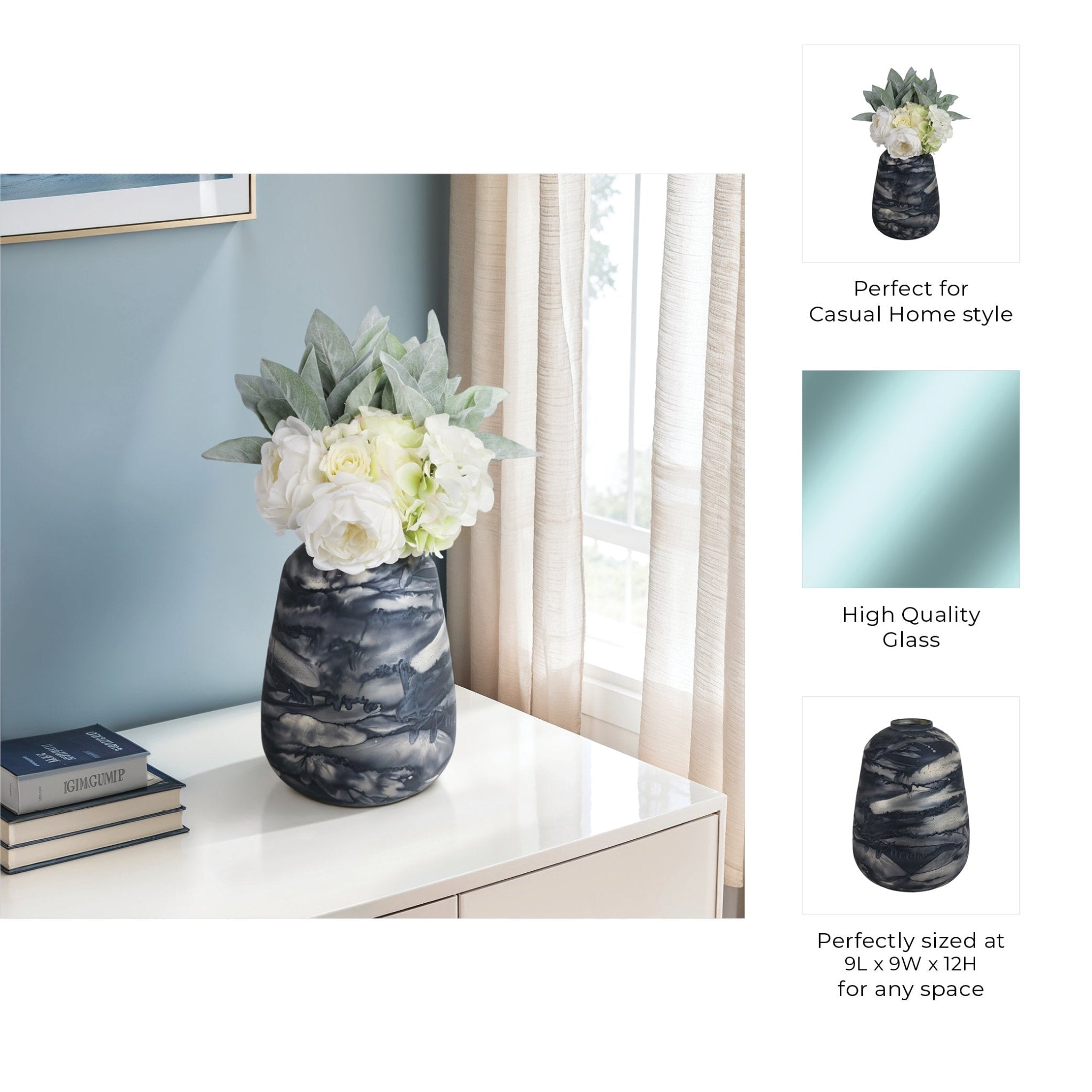Annecy Blue Glass Vase Vases and Jars| Sagebrook Home