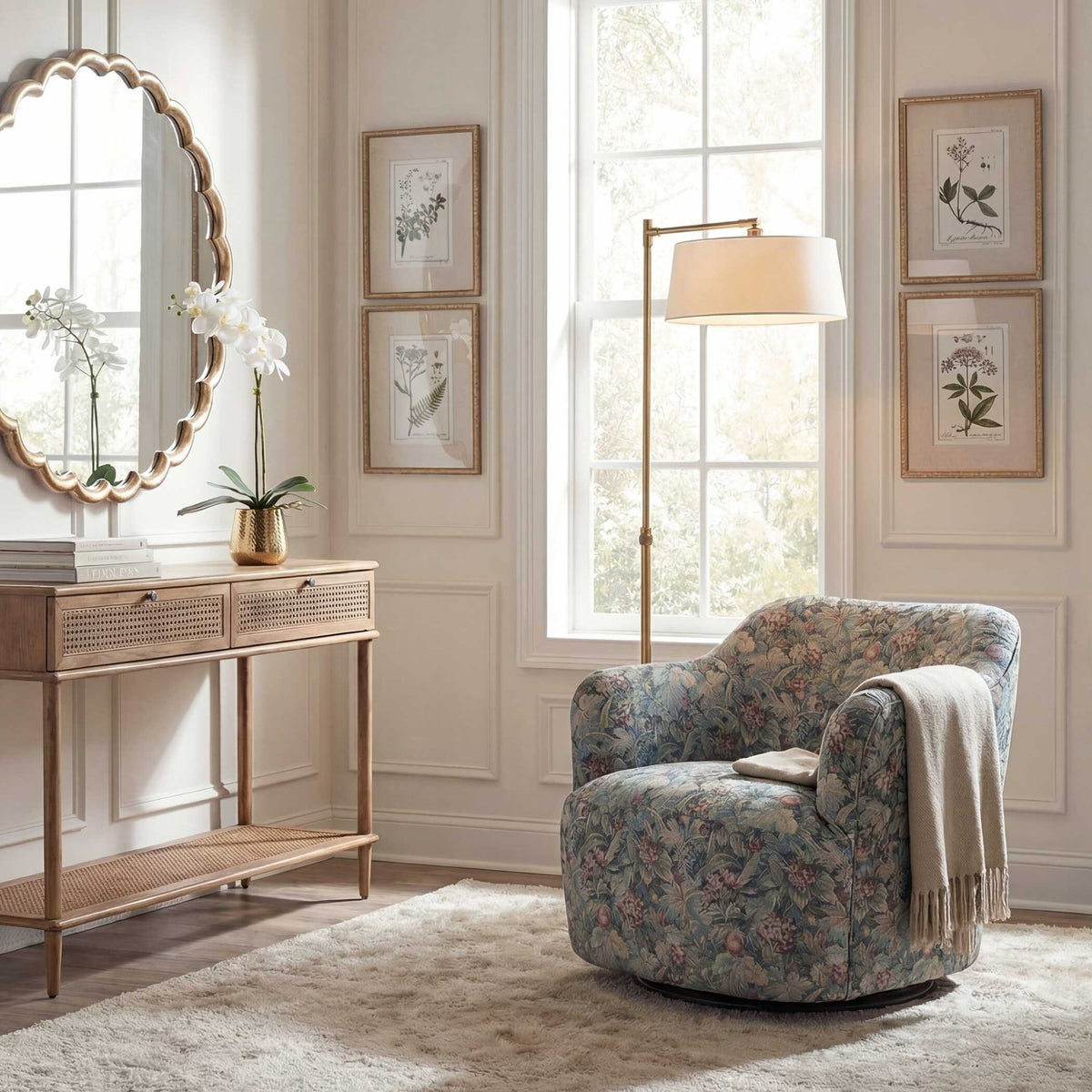 Ansel Tapestry Swivel Chair Chairs| Uttermost