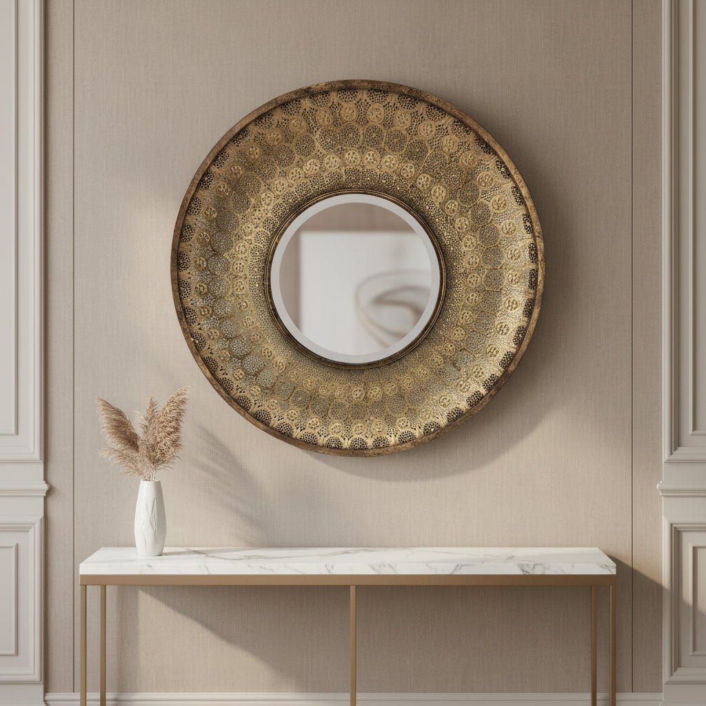 Antiquity Round Wall Mirror, Old Gold Mirrors| Sagebrook Home