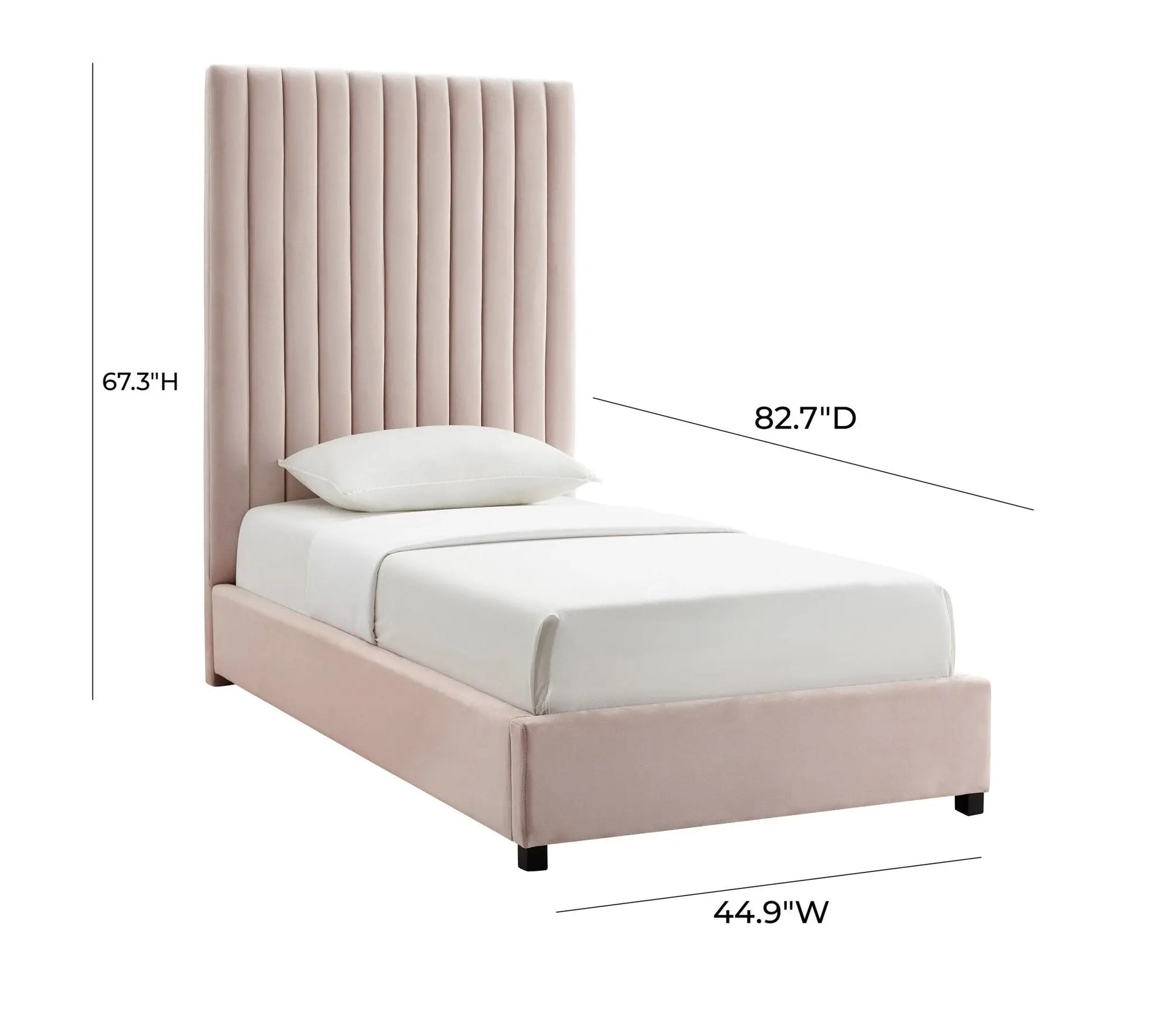 Arabelle Blush Velvet Bed in Twin Beds| TOV