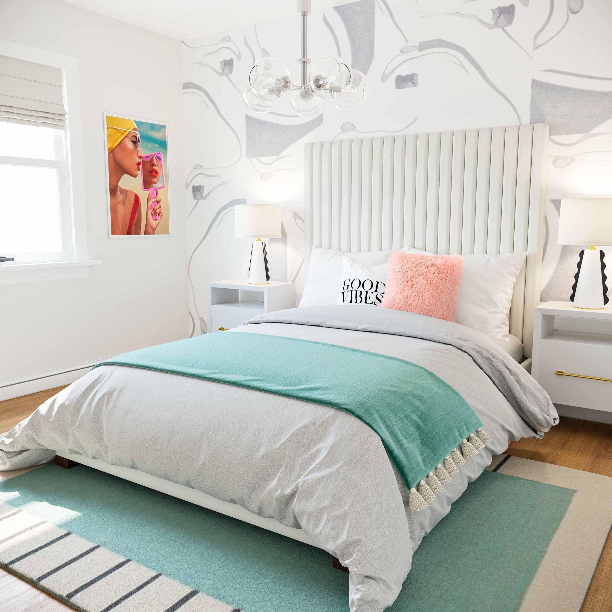 Arabelle White Velvet Bed in King Beds| TOV
