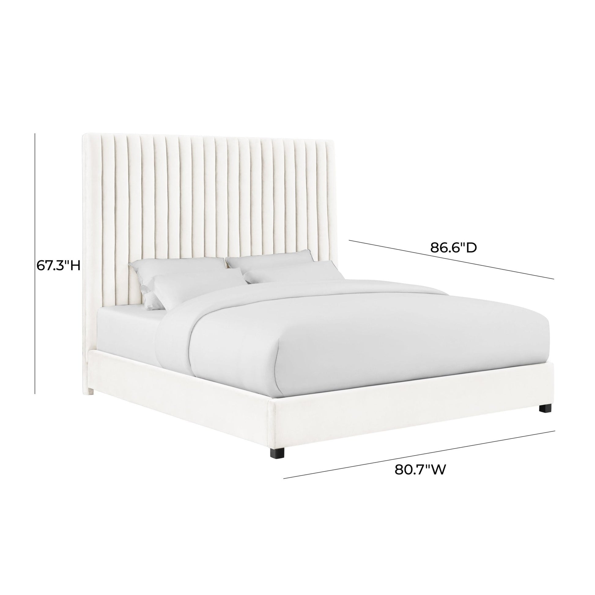 Arabelle White Velvet Bed in King Beds| TOV