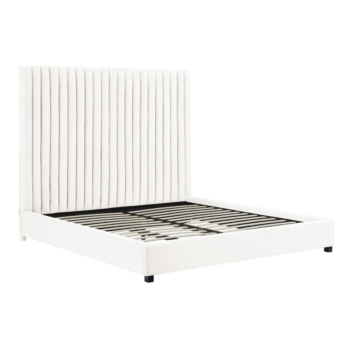 Arabelle White Velvet Bed in King Beds| TOV