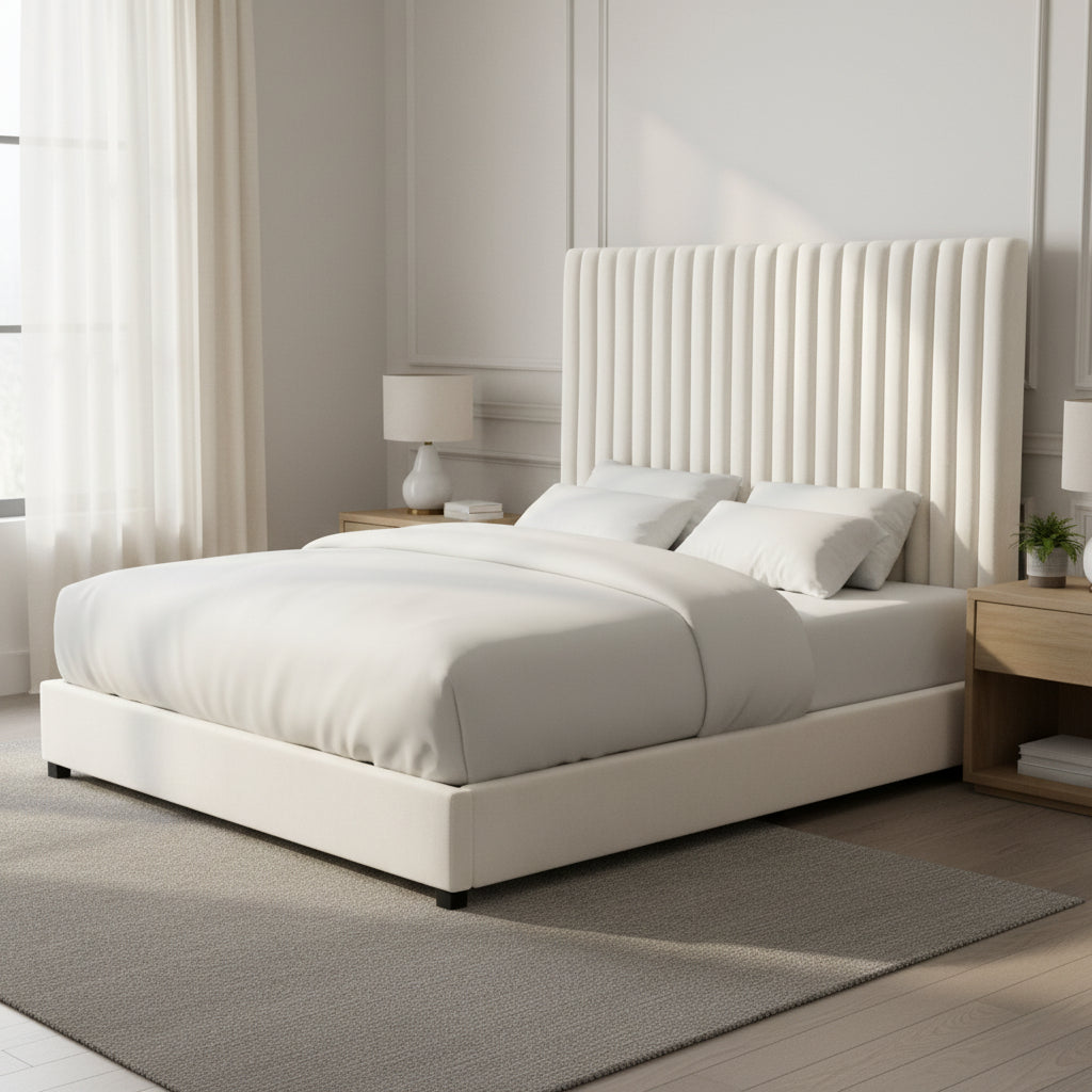 Arabelle White Velvet Bed in King Beds| TOV