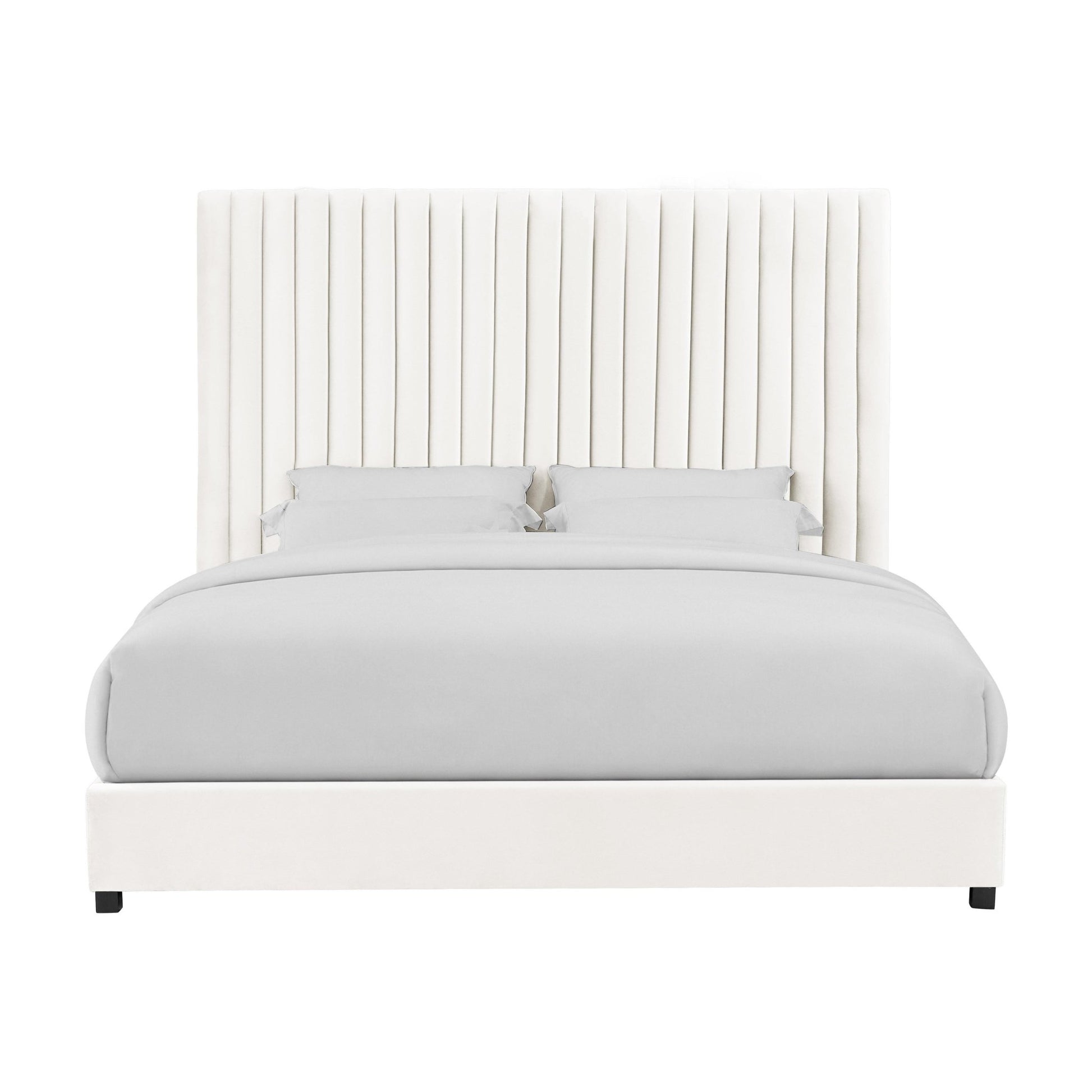 Arabelle White Velvet Bed in King Beds| TOV