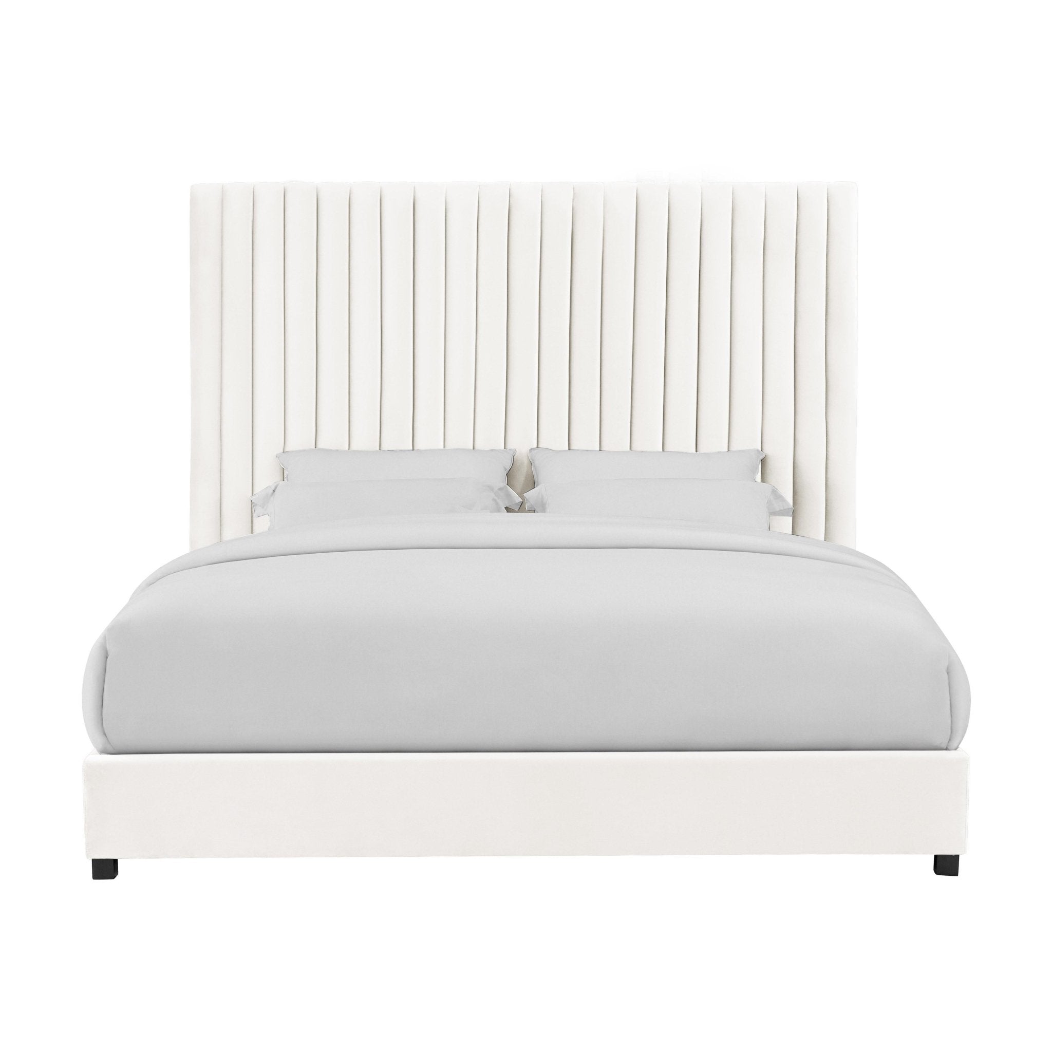 Arabelle White Velvet Bed in King Beds| TOV