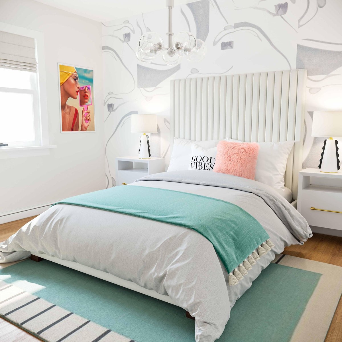 Arabelle White Velvet Bed in Queen Beds| TOV