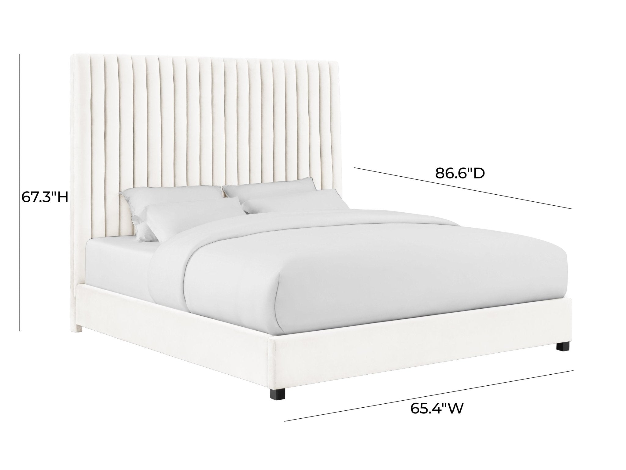 Arabelle White Velvet Bed in Queen Beds| TOV