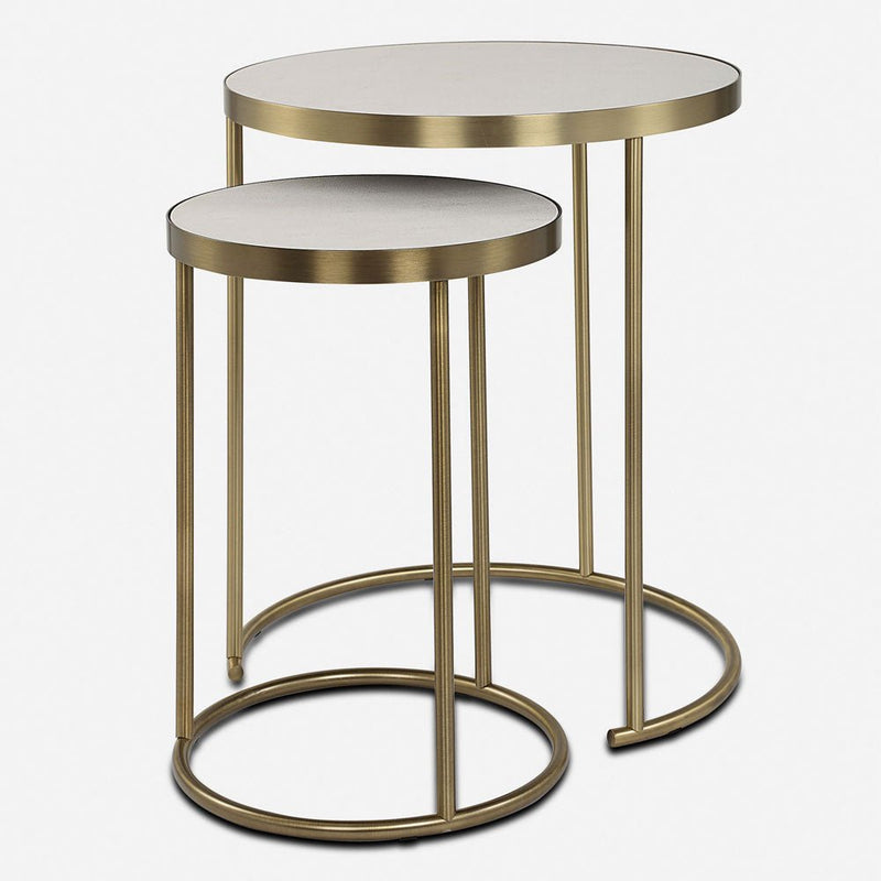 Aragon Nesting Tables, S/2, White - Al Rugaib Furniture