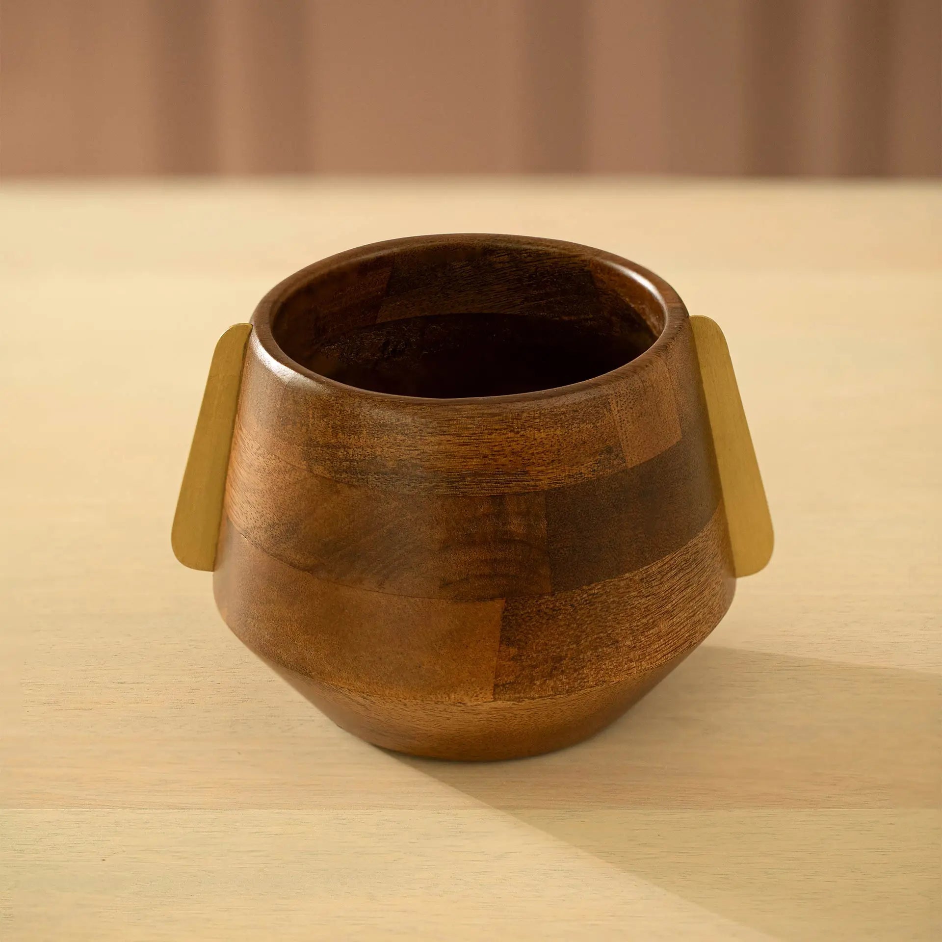 Aranya Wood Brass Nut Bowl - Small Bowl| Roots Furniture