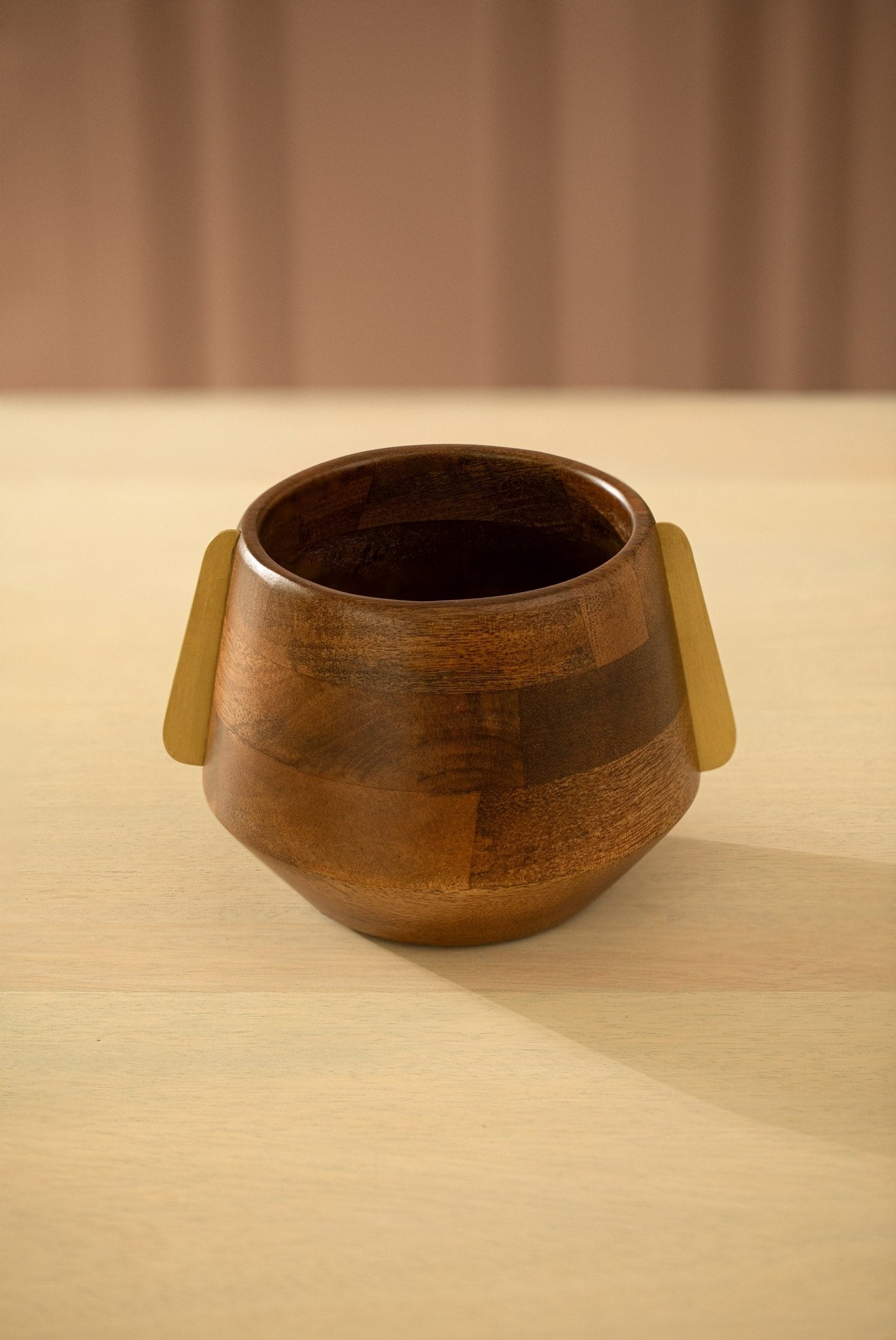 Aranya Wood Brass Nut Bowl - Small Bowl| Roots Furniture
