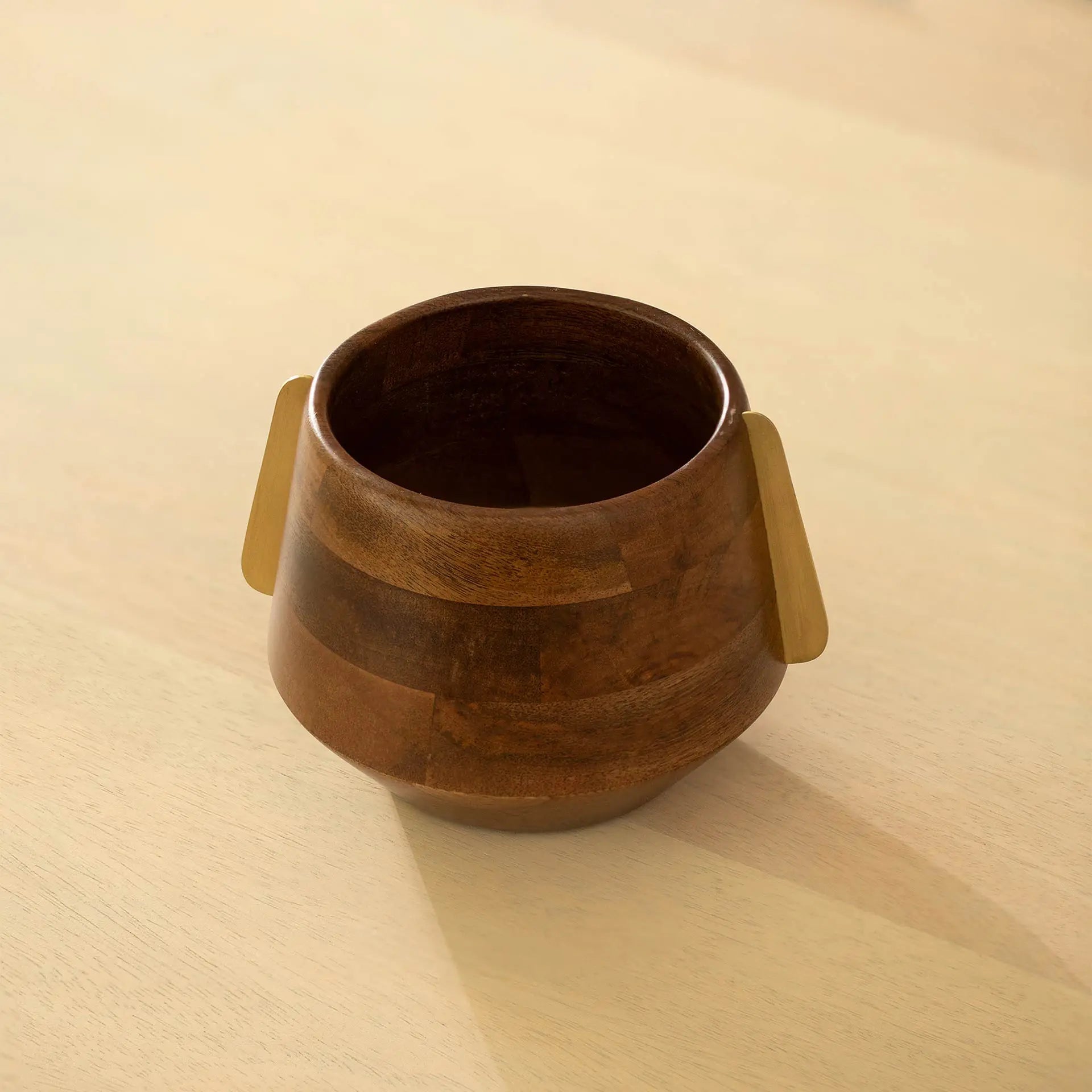 Aranya Wood Brass Nut Bowl - Small Bowl| Roots Furniture