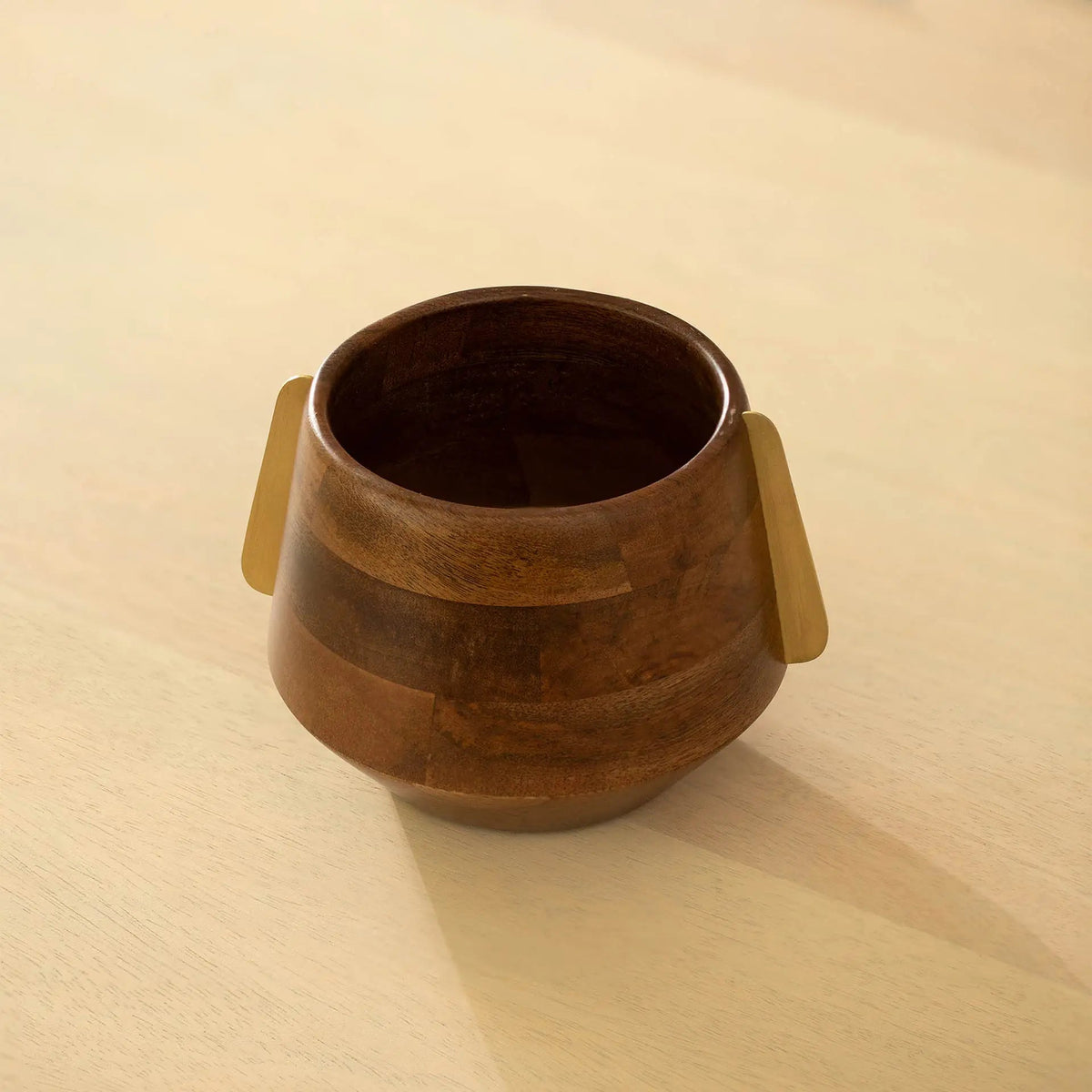 Aranya Wood Brass Nut Bowl - Small Bowl| Roots Furniture