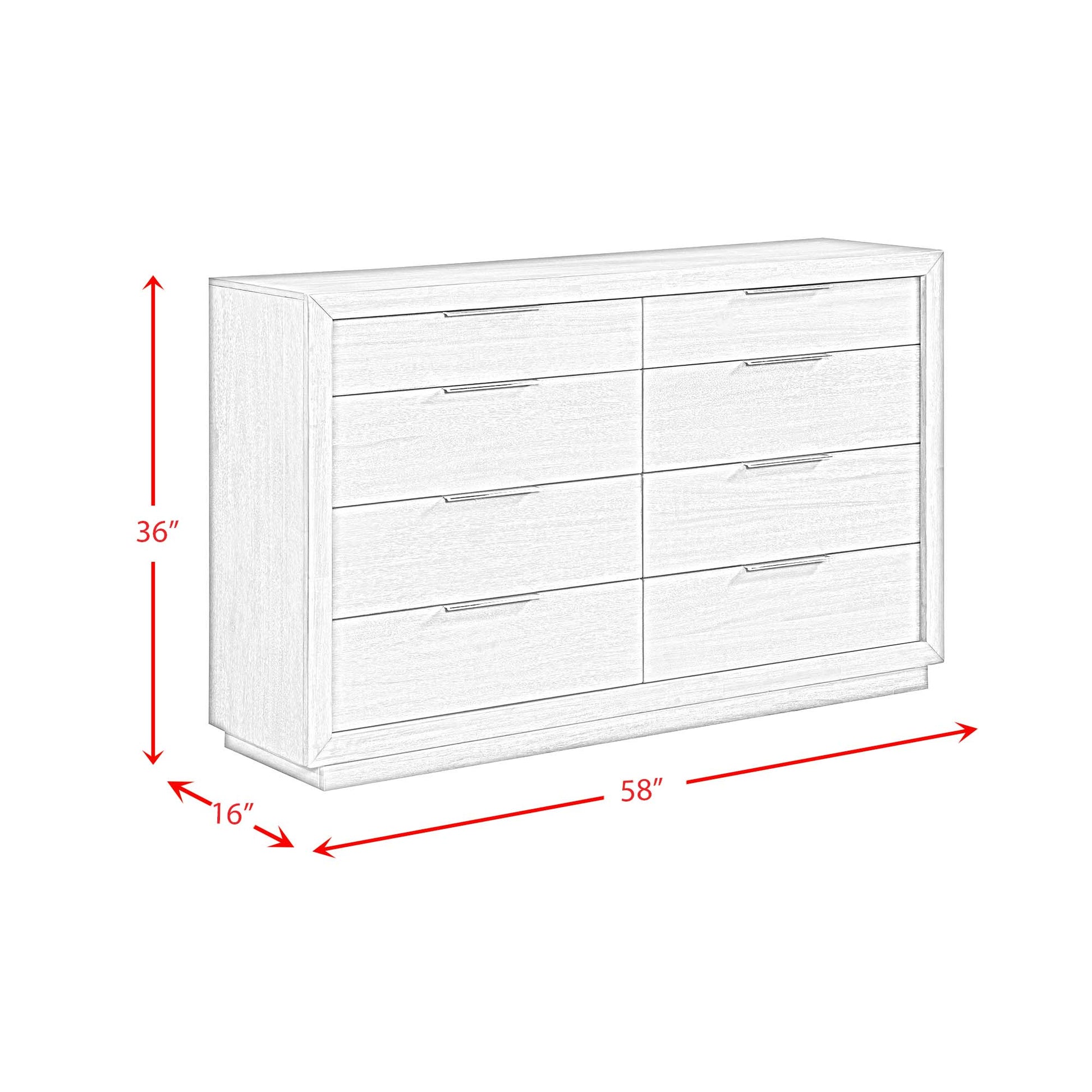 Arcadia 8-Drawer Dresser in Grey Dressers| ROOTS FURNITURE
