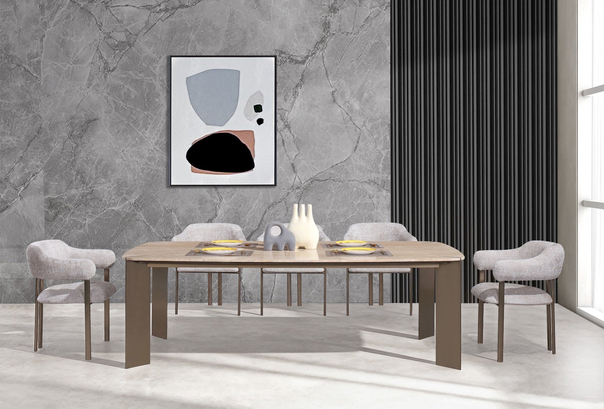 Arcline Beige Dining Table – 240 cm (8 Seater) Dining Tables| AlRugaib Furniture