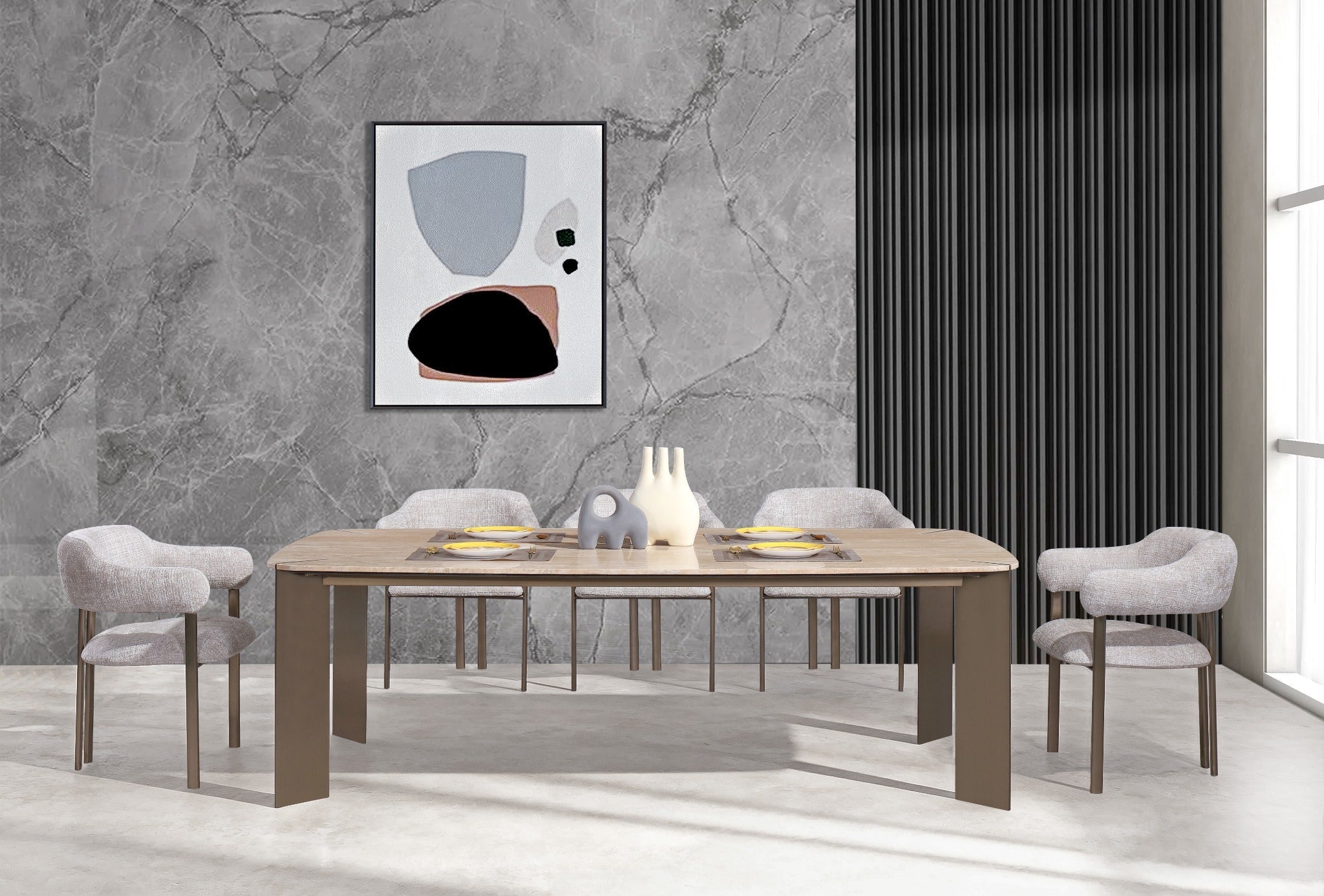 Arcline Beige Dining Table – 240 cm (8 Seater) Dining Tables| AlRugaib Furniture