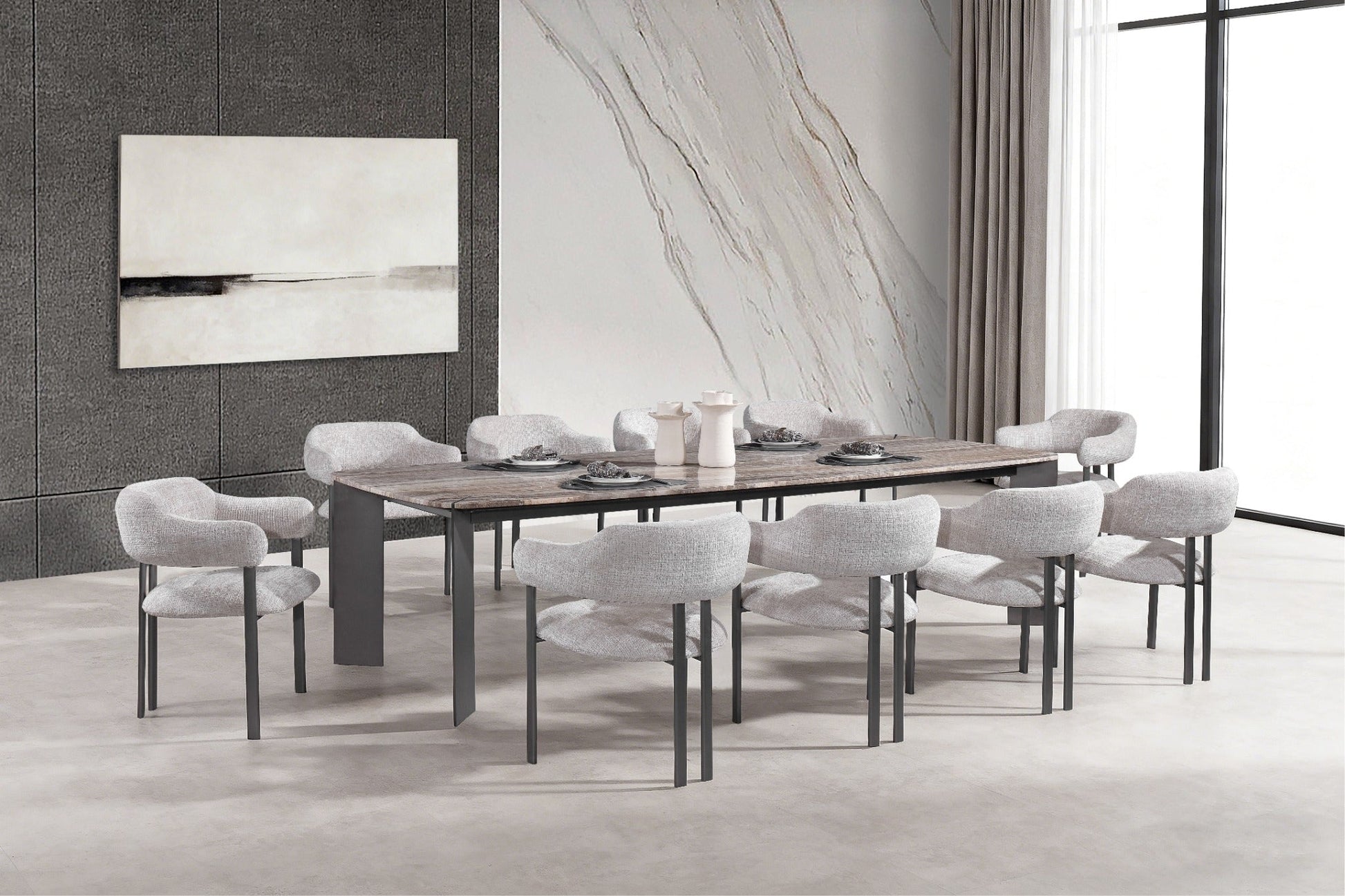 Arcline Grey Dining Table – 300 cm (10 Seater) Dining Tables| AlRugaib Furniture