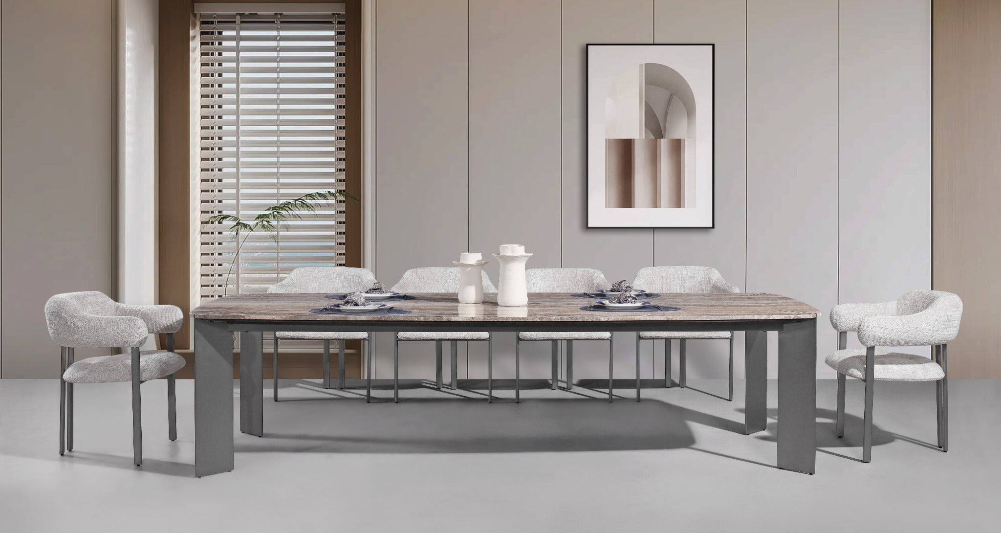 Arcline Grey Dining Table – 300 cm (10 Seater) Dining Tables| AlRugaib Furniture