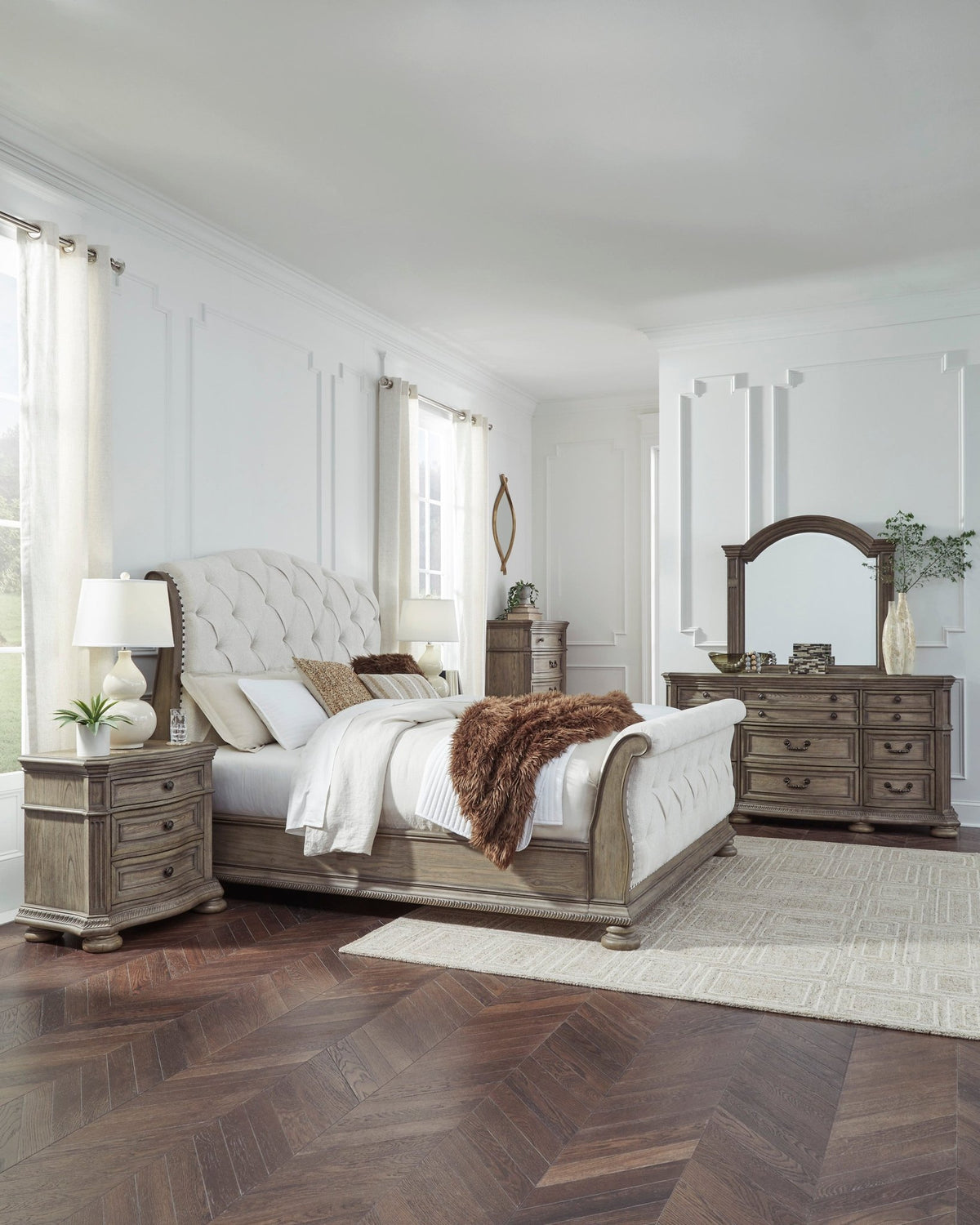 Ardenfield California King Upholstered Sleigh Bed Beds| Ashley Homestore