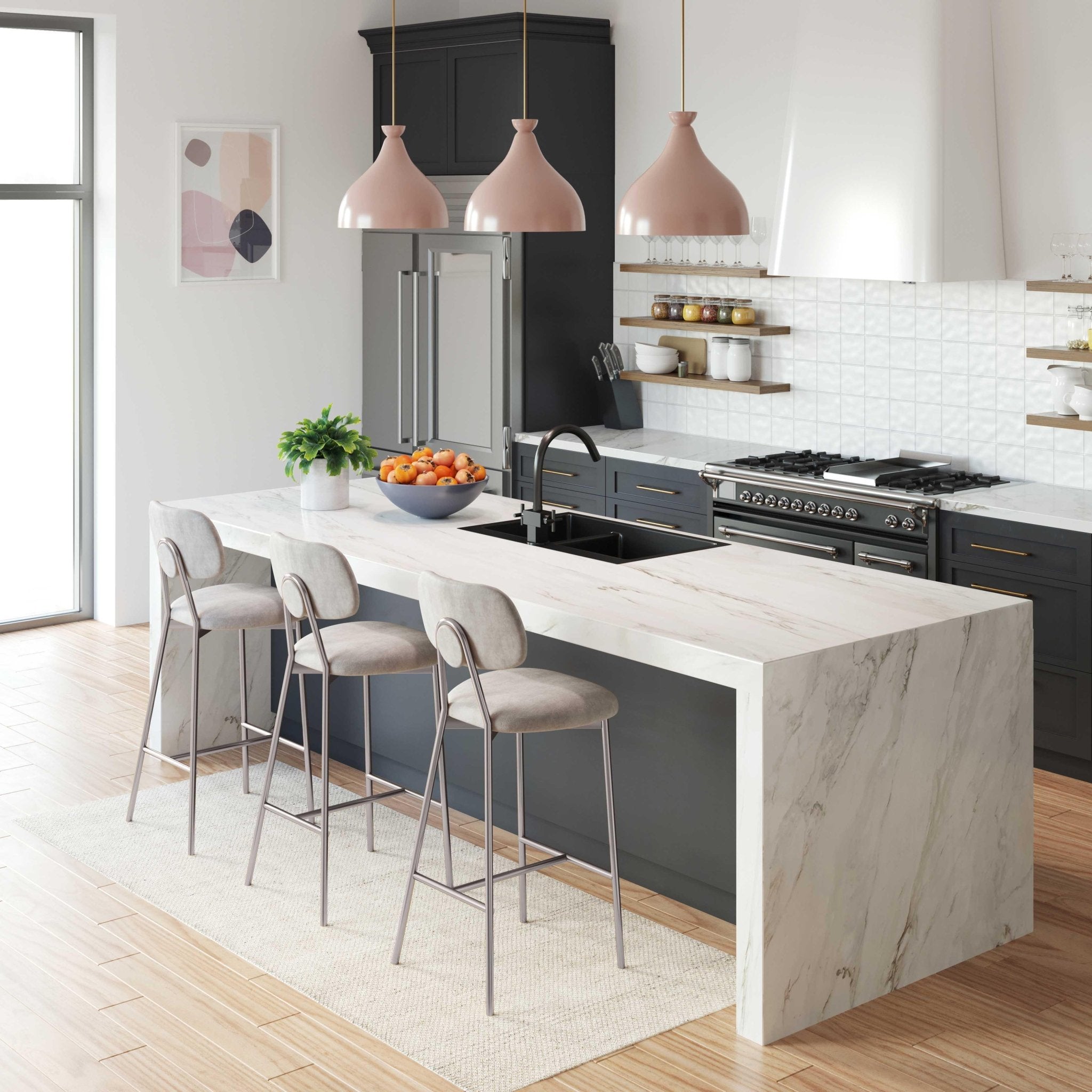 Ariana Grey Counter Stool - Silver Legs Stools| TOV