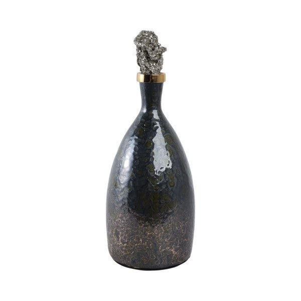 Arielle Pyrite Stone And Glass Bottle Vases and Jars| Sagebrook Home
