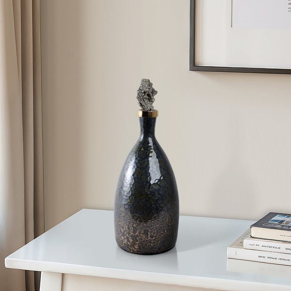 Arielle Pyrite Stone And Glass Bottle Vases and Jars| Sagebrook Home