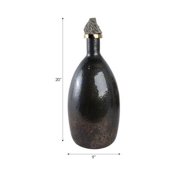 Arielle Pyrite Stone And Glass Bottle Vases and Jars| Sagebrook Home