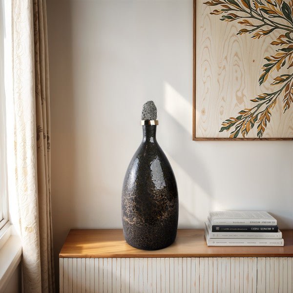 Arielle Pyrite Stone And Glass Bottle Vases and Jars| Sagebrook Home