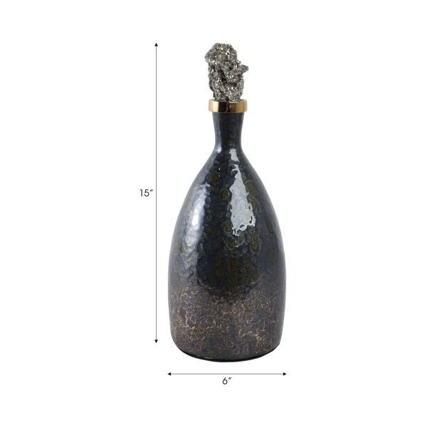 Arielle Pyrite Stone And Glass Bottle Vases and Jars| Sagebrook Home