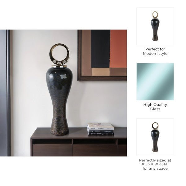Arielle Pyrite Stone And Metal Oversized Vases and Jars| Sagebrook Home