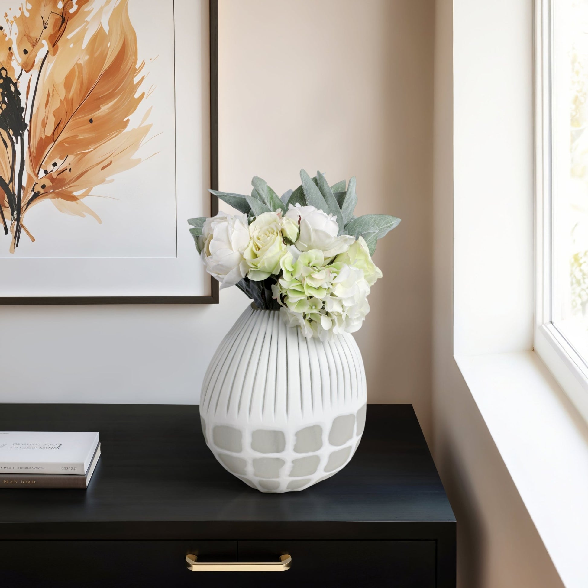 Arles White Glass Vase Vases and Jars| Sagebrook Home