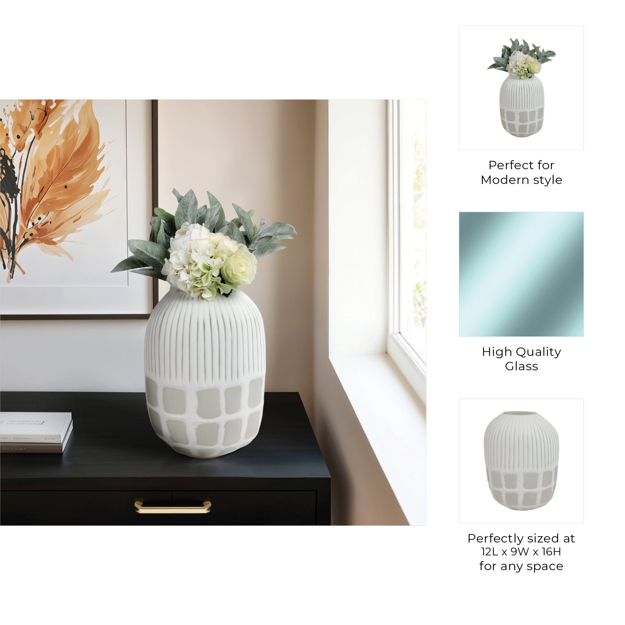Arles White Glass Vase Vases and Jars| Sagebrook Home