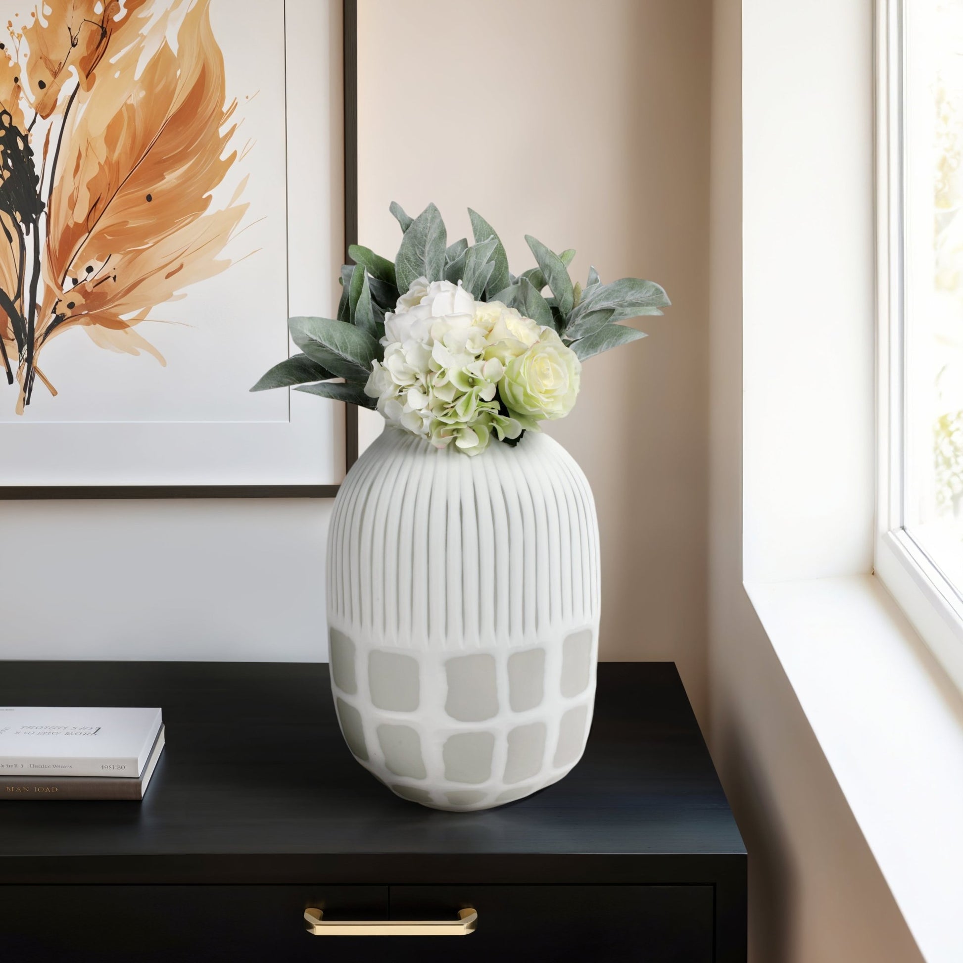 Arles White Glass Vase Vases and Jars| Sagebrook Home