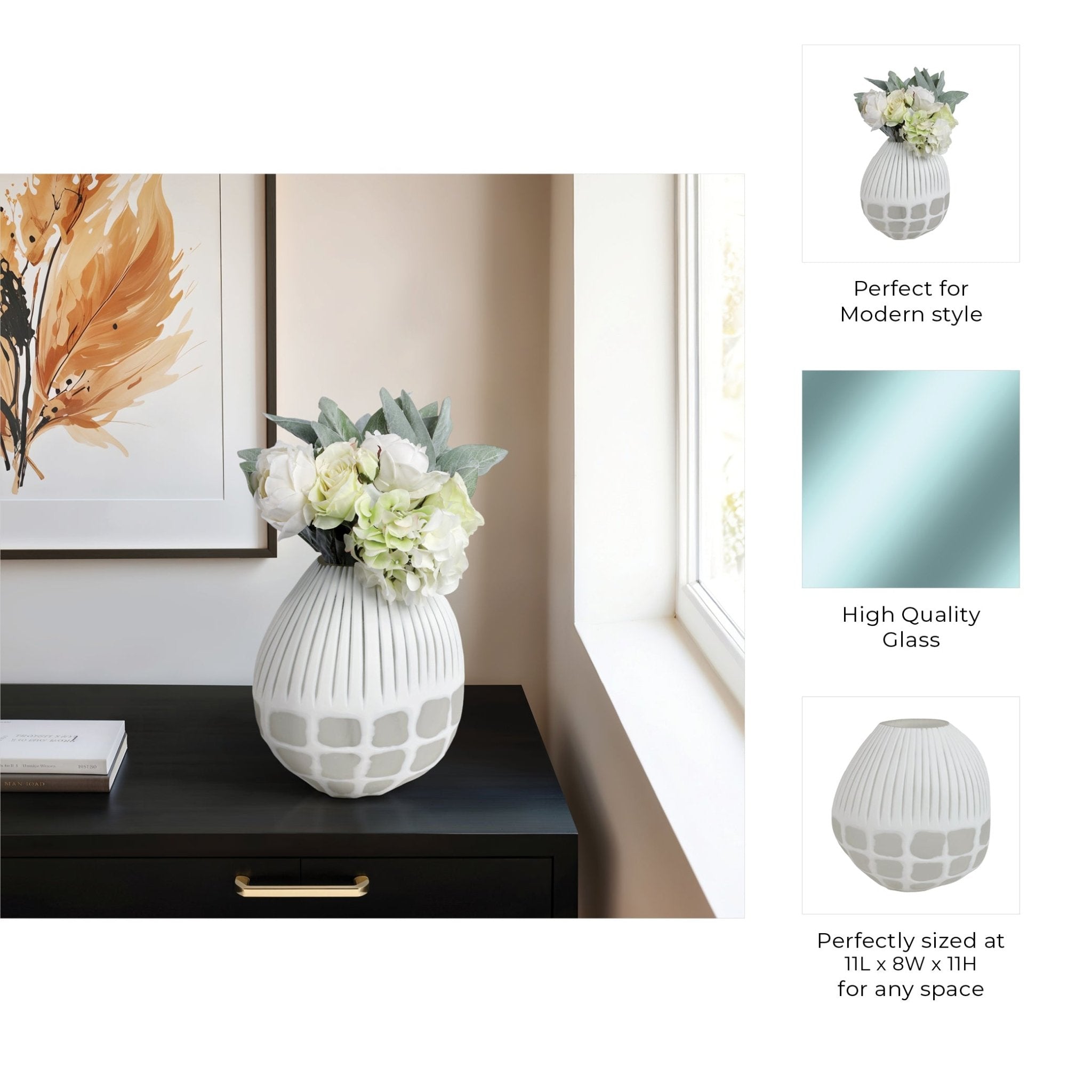 Arles White Glass Vase Vases and Jars| Sagebrook Home