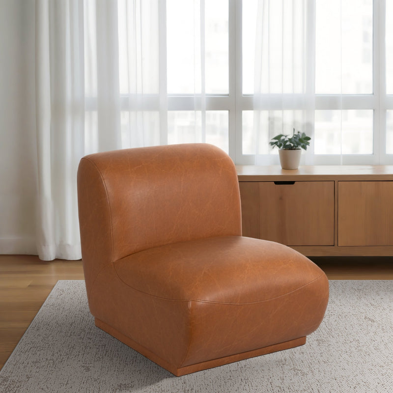 Armless Accent Chair, Brown - Al Rugaib Furniture