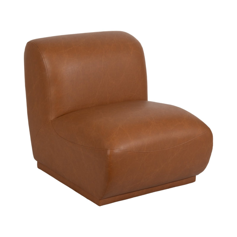 Armless Accent Chair, Brown - Al Rugaib Furniture