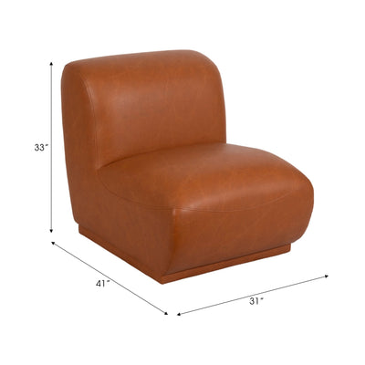 Armless Accent Chair, Brown - Al Rugaib Furniture