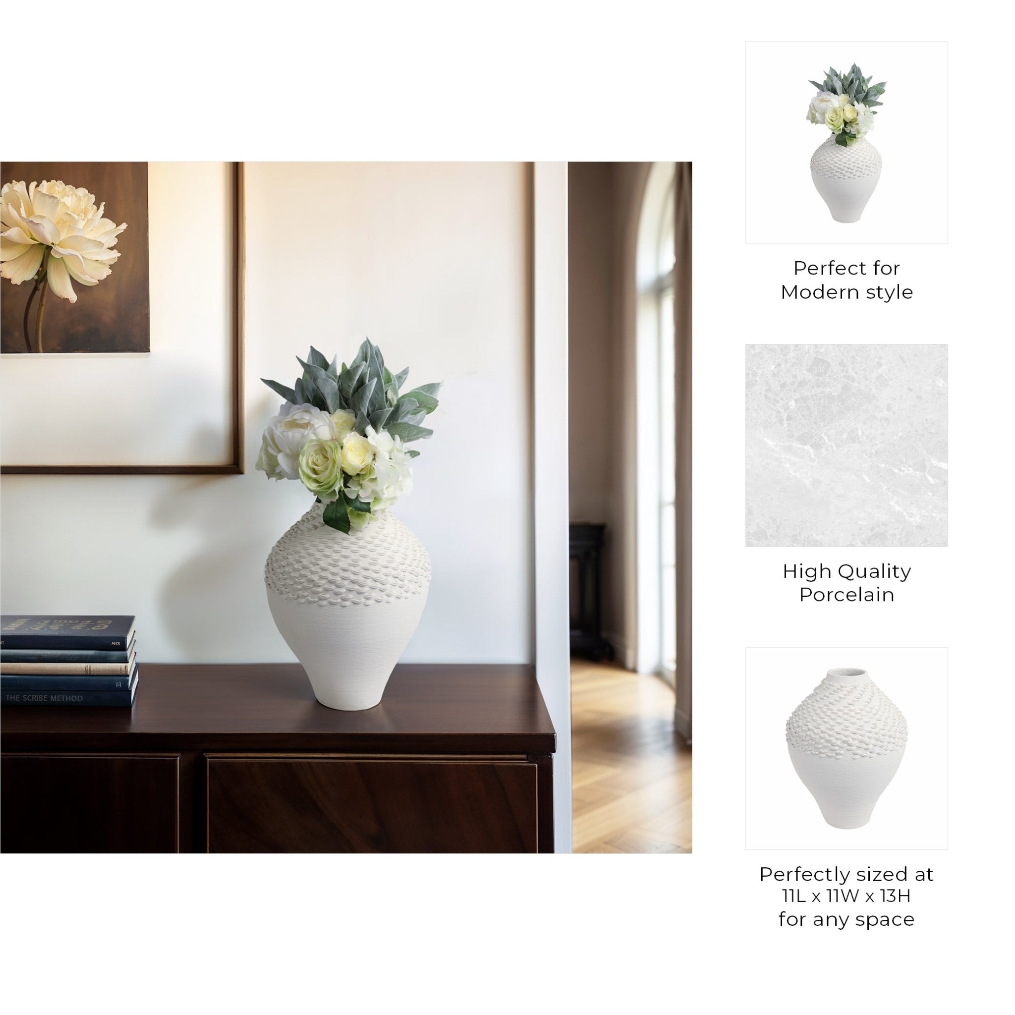 Arroyo 3d Printed Porcelain Vase, Ivory Vases and Jars| Sagebrook Home