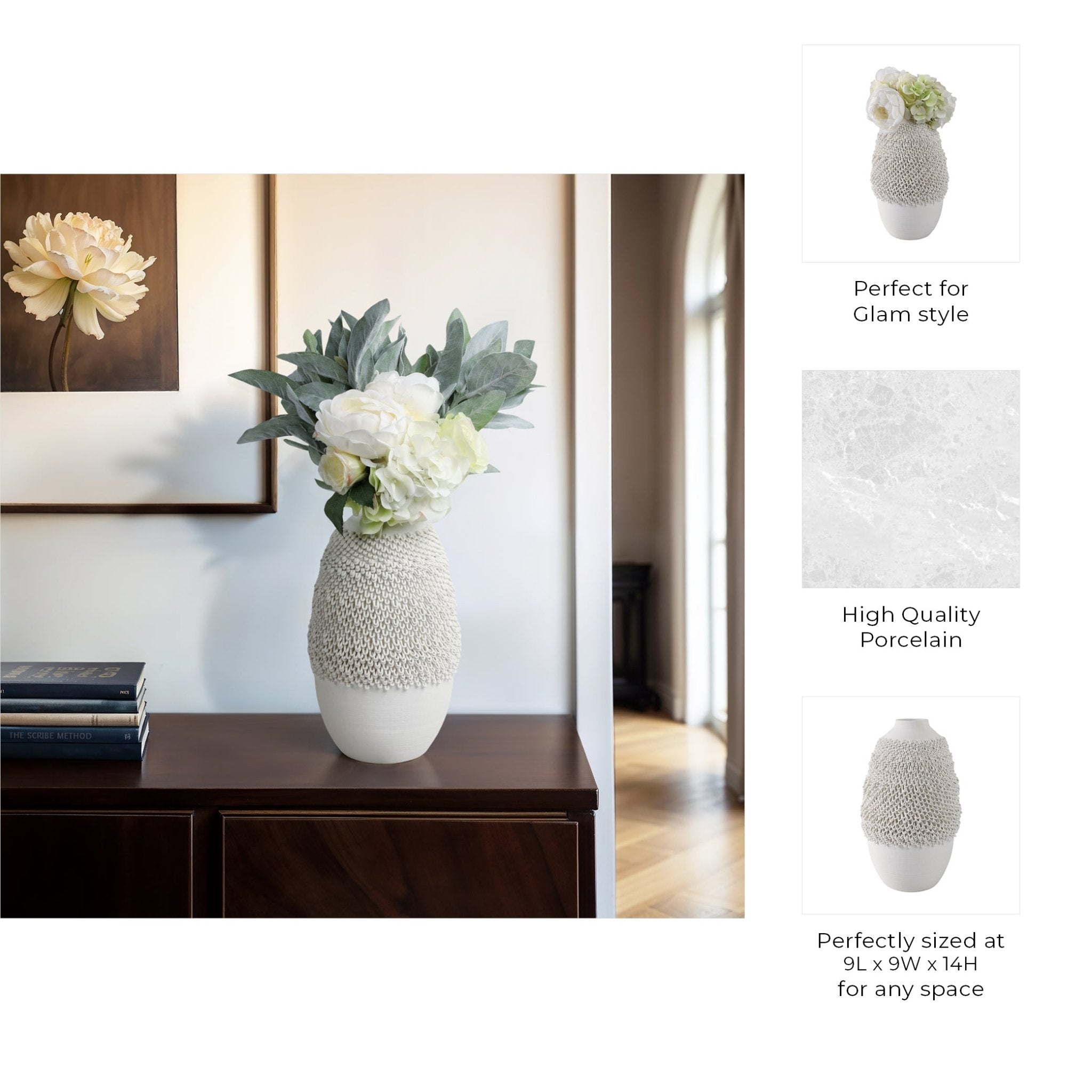Arroyo 3d Printed Porcelain Vase, Ivory Vases and Jars| Sagebrook Home
