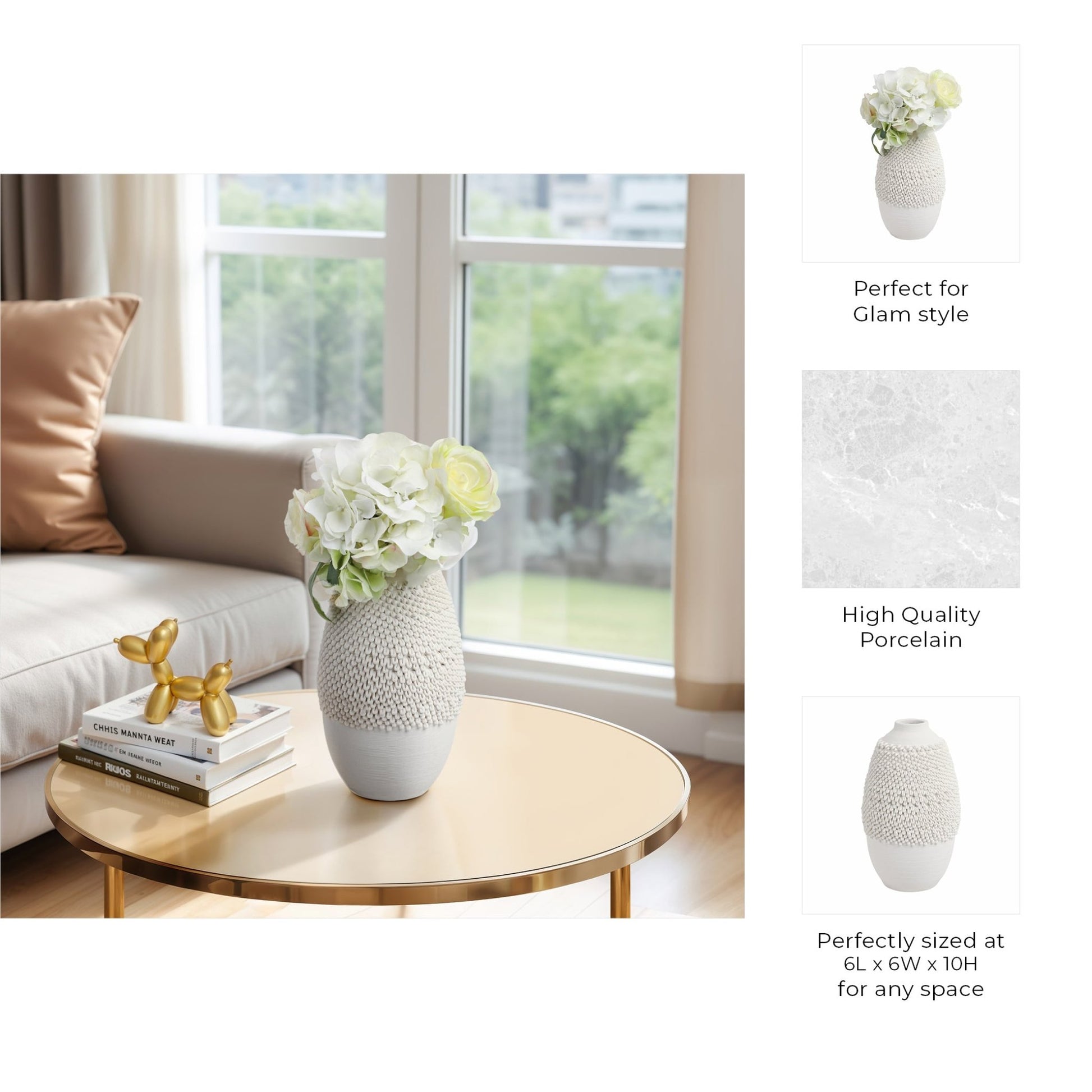 Arroyo 3d Printed Porcelain Vase, Ivory Vases and Jars| Sagebrook Home