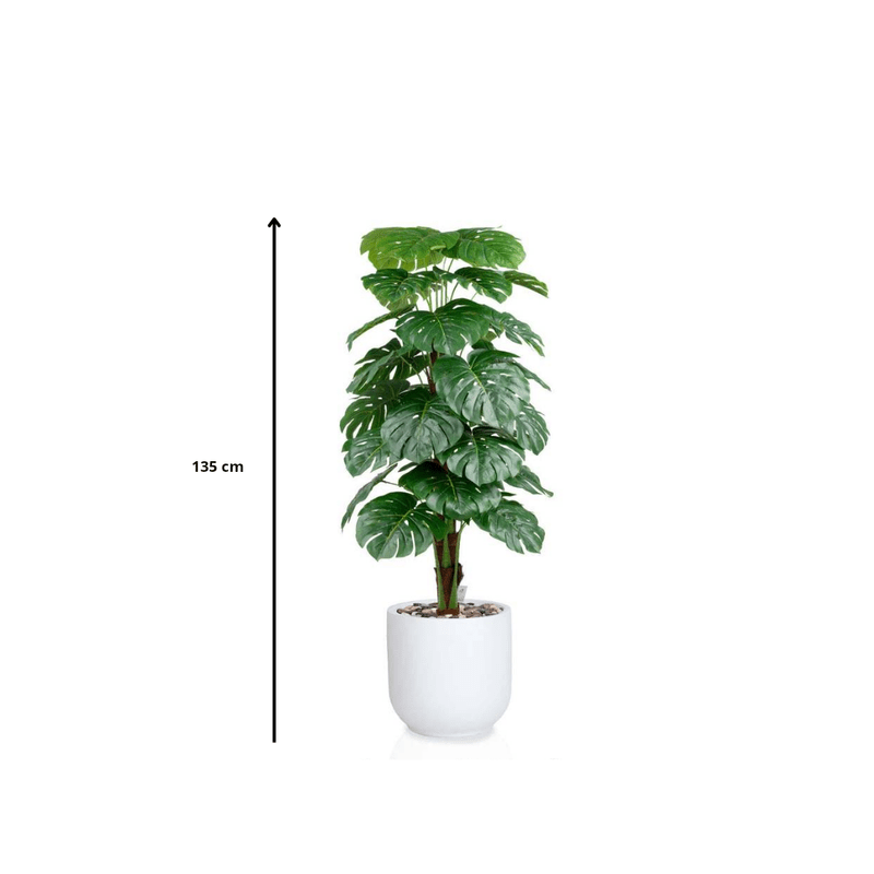 |Artificial Alocasia Heart Leaf Tree in a cylindrical plastic pot featuring large, symmetrical leaves. Number of branches: 1 Tub type: Durable plastic Tub shape: Cylindrical Available colors: white Artificial Plants| Otath