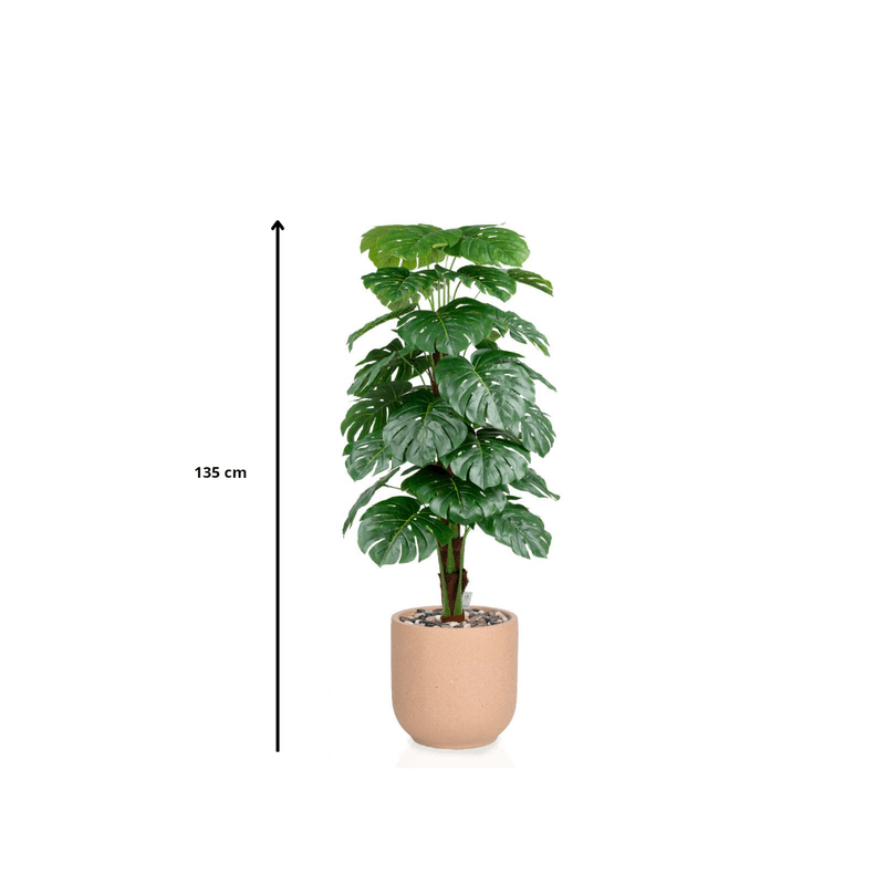 |Artificial Alocasia Heart Leaf Tree in a cylindrical plastic pot featuring large, symmetrical leaves. Number of branches: 1 Tub type: Durable plastic Tub shape: Cylindrical Available colors: camel spray Artificial Plants| Otath