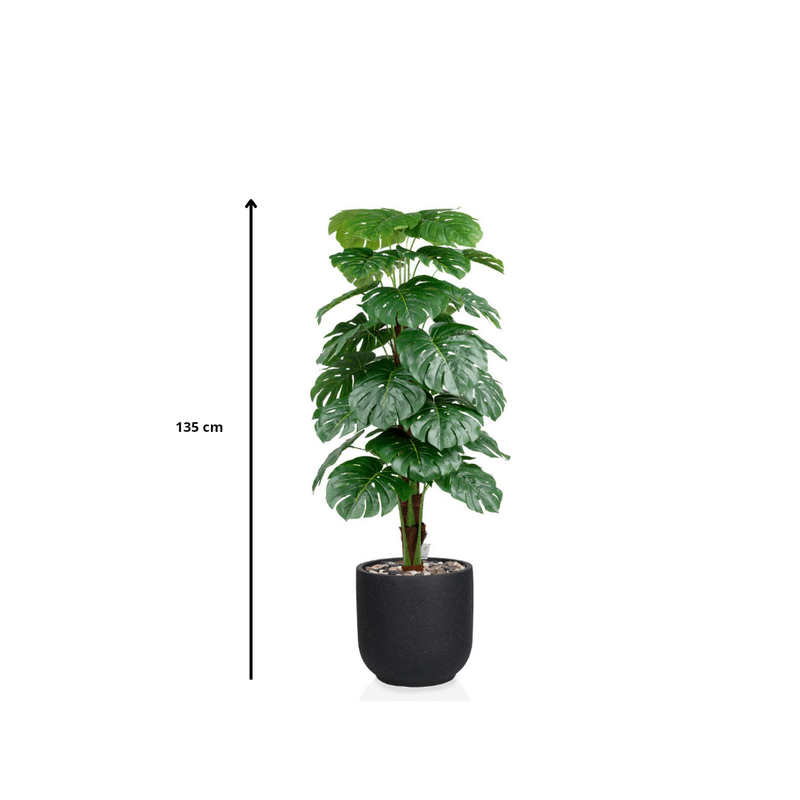 |Artificial Alocasia Heart Leaf Tree in a cylindrical plastic pot featuring large, symmetrical leaves. Number of branches: 1 Tub type: Durable plastic Tub shape: Cylindrical Available colors: black spray Artificial Plants| Otath