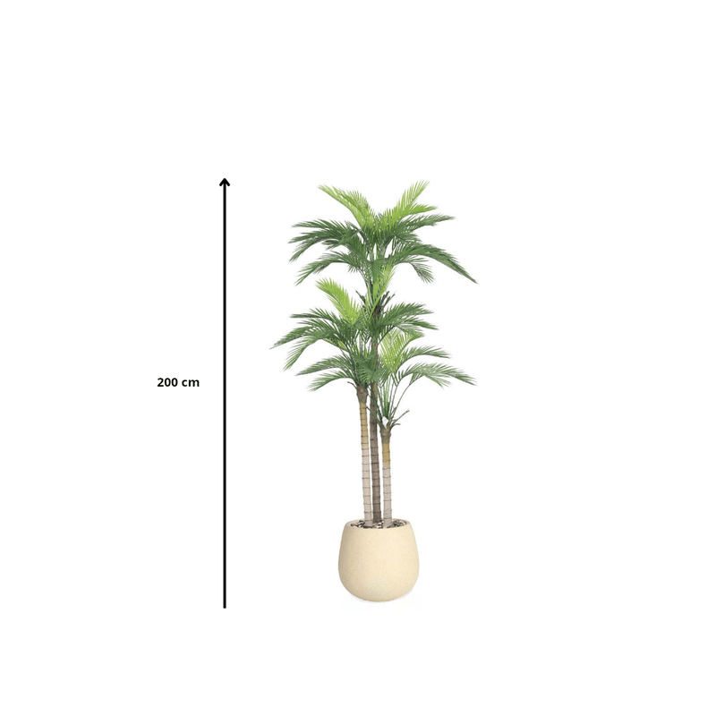 Artificial Areca tree with two branches and an oval fiber pot. Available colors: off - white spray. - Al Rugaib Furniture