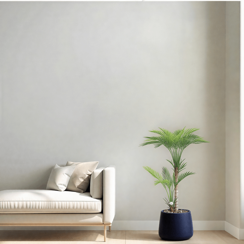 Artificial Areca tree with two branches and an oval fiber pot. Available in the following colors:black spray - Al Rugaib Furniture