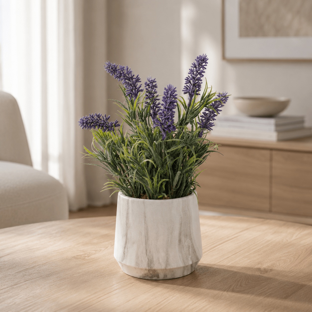 Artificial Lavender Bonsai Indoor with Plastic Pot Plants| Roots Furniture