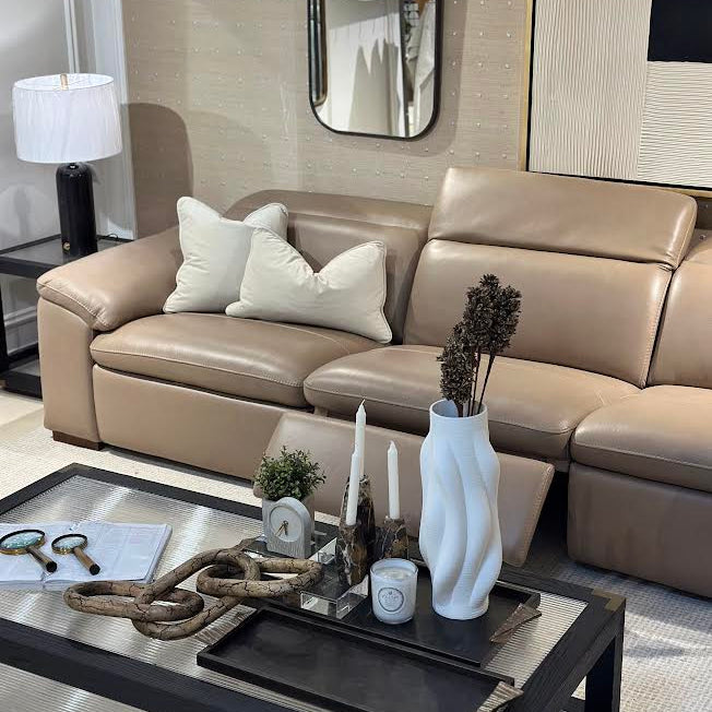Ashe Brown Leather Motion Set Recliners| Roots Furniture
