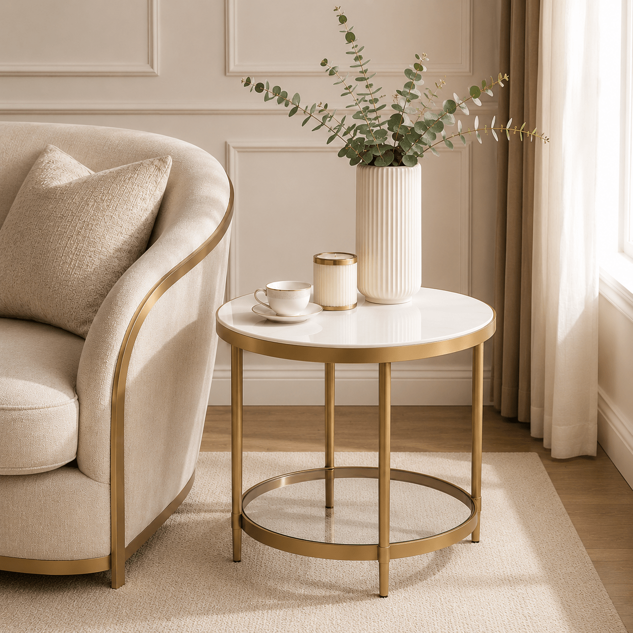 Astoria Round Biresh END TABLE Accent & End Tables| AlRugaib Furniture